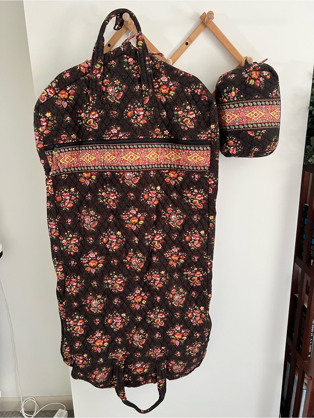 Vera Bradley Vintage Chocolat Garment Bag & Large Cosmetic Case